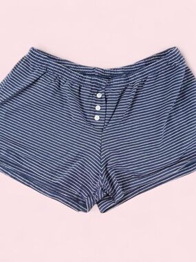 Brandy Melville Navy & White Striped High-Waist Lounge Shorts